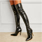 Black / 34 Women's Snake Print Knee-High Boots - skyjackerz
