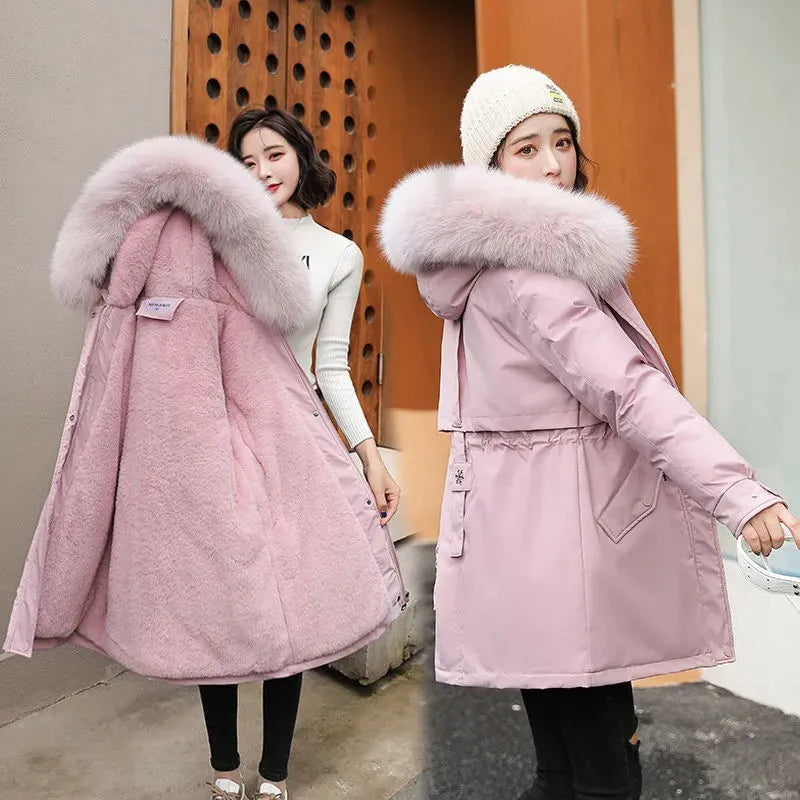 Baby Pink / M Women's Wool-Lined Hooded Parka - skyjackerz