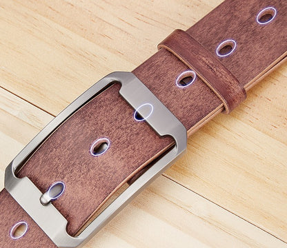Coffee / 110 cm Men's Advanced Leather Belt with Alloy Pin Buckle - skyjackerz
