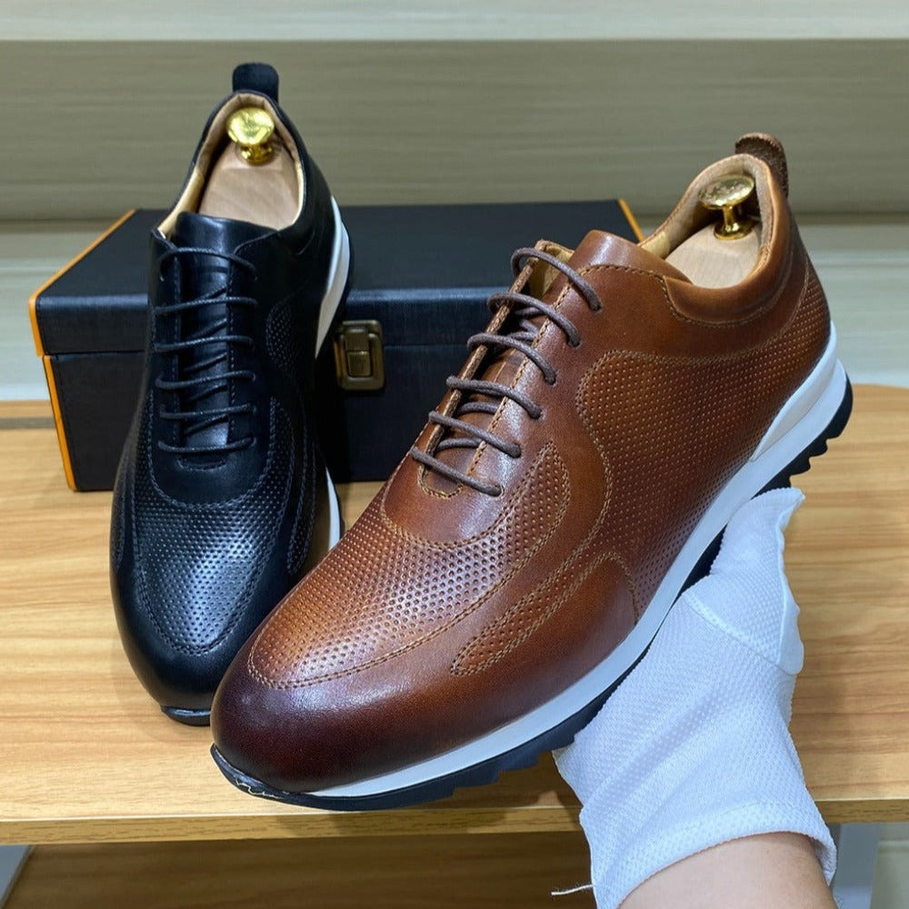 Men's Leather Lace-Up Sneakers - skyjackerz