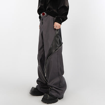 Men's Designer Straight Leather Trousers - skyjackerz