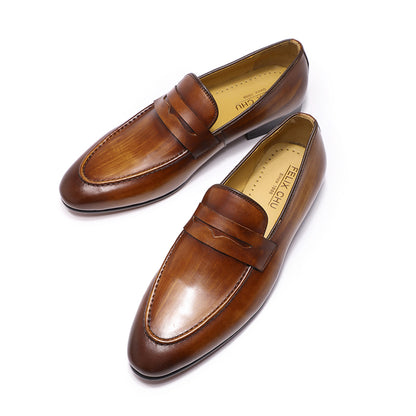 Brown / 6 Men's Leather Casual Dress Shoes - skyjackerz