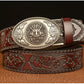 Silver - Coffee / 110 cm Chinese Dragon Totem Alloy Leather Belt For Men - skyjackerz