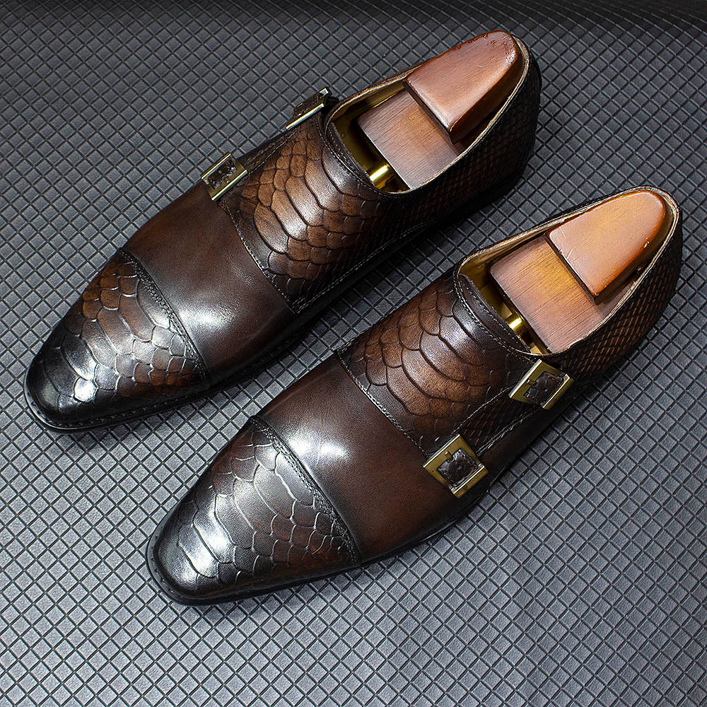 Men's Leather Designer Scales Shoes - skyjackerz