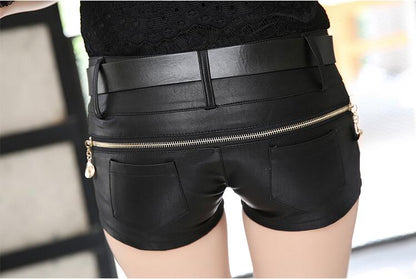 Women Biker Slim Sexy Leather Shorts - skyjackerz