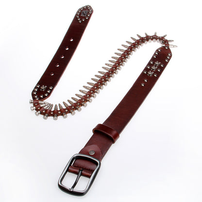 Black / 105 cm Unique Bullet Design Genuine Leather Belt for Men - skyjackerz