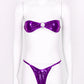 Purple Women's Shiny Leather Bikini Set - skyjackerz