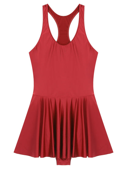 Women Leather Leotard Party Dress - skyjackerz