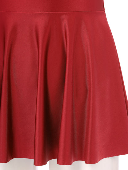 Women Leather Leotard Party Dress - skyjackerz