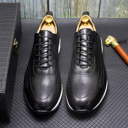 Men's Leather Lace-Up Sneakers - skyjackerz