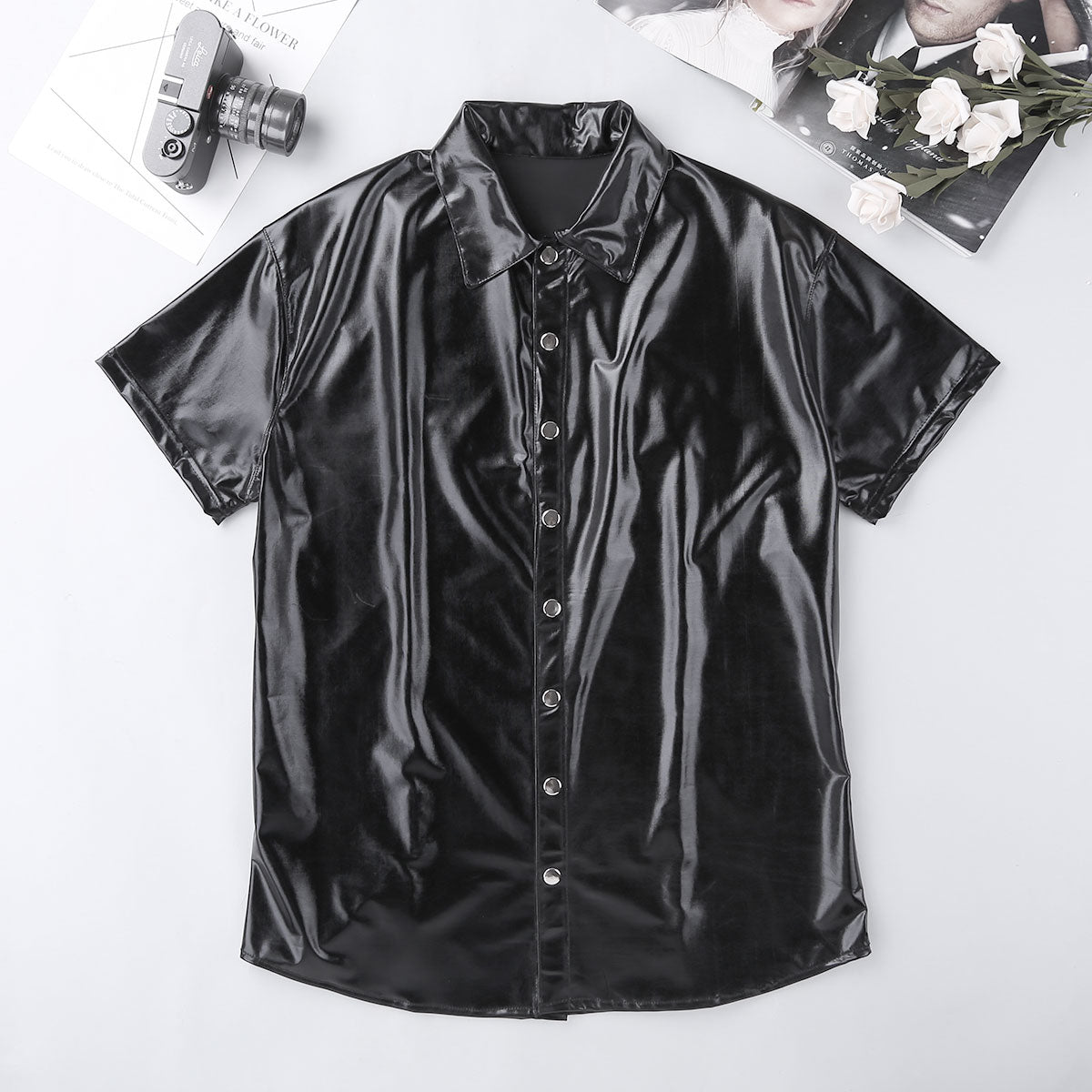 Men's Leather Metallic Club Top - skyjackerz