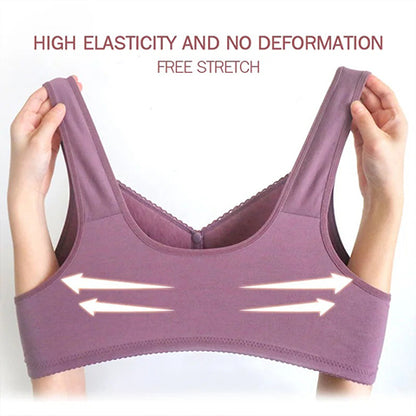 Beige / L Cotton Front Closure Bra - skyjackerz