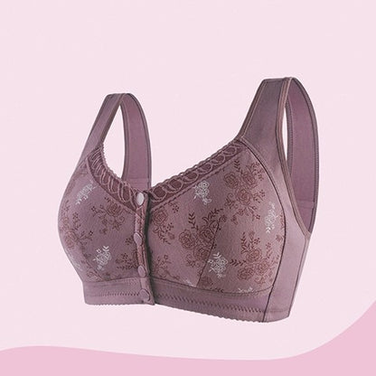 Purple / L Cotton Front Closure Bra - skyjackerz