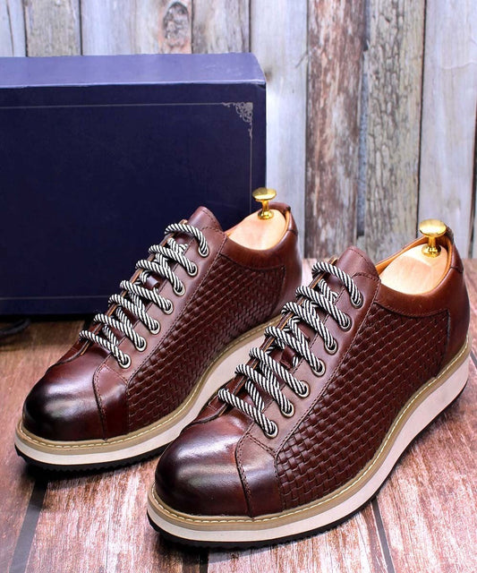 Brown / 6 Men's Premium Leather Business Sneakers - skyjackerz