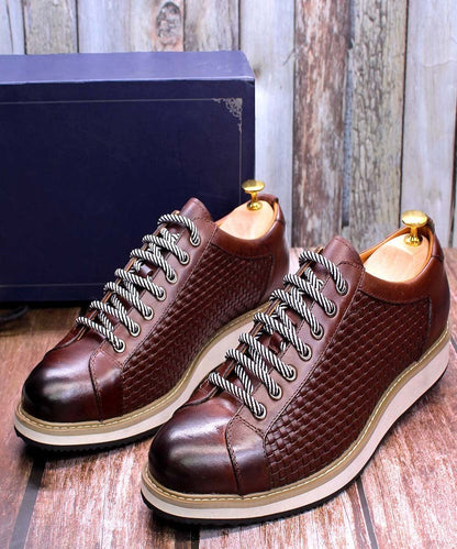 Brown / 6 Men's Premium Leather Business Sneakers - skyjackerz