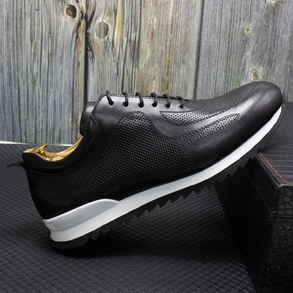 Men's Leather Lace-Up Sneakers - skyjackerz
