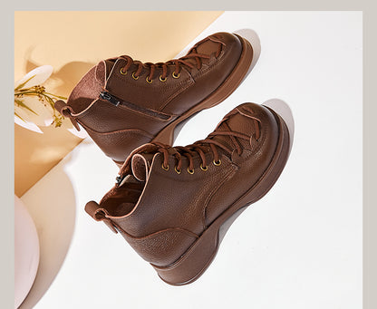 Women's Cross Lace-Up Leather Boots - skyjackerz