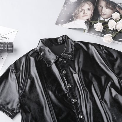 Men's Leather Metallic Club Top - skyjackerz