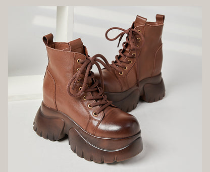 Women's Real Cow Leather Retro Boots - skyjackerz