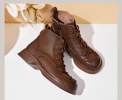 Women's Cross Lace-Up Leather Boots - skyjackerz