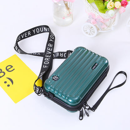 Dark Green / One Size Women's Leather Crossbody Purse - Mini Suitcase Shape - skyjackerz