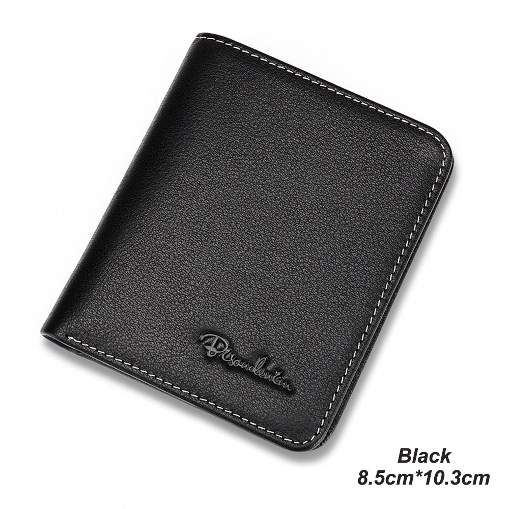 Without Box / Black Men's Leather Business Mini Coin Wallet - skyjackerz