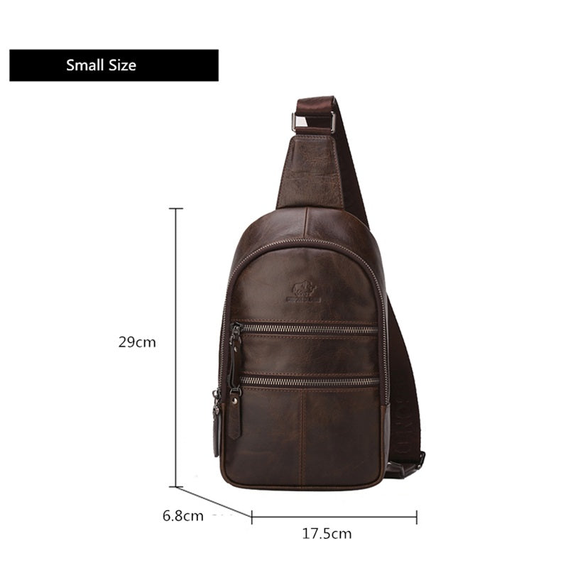 Brown - Small Men's Leather Multifunctional Shoulder Bag - skyjackerz