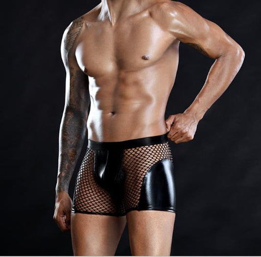 Men's Leather Mesh Boxers - skyjackerz