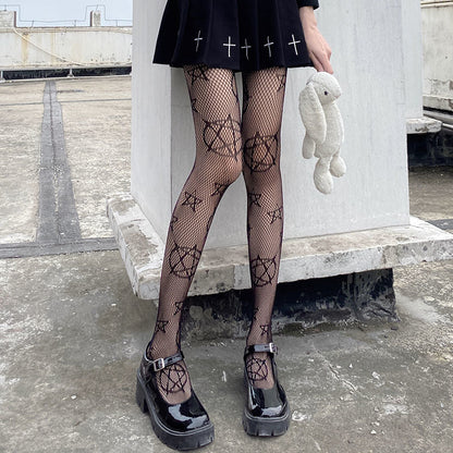 Five-Pointed Star Mesh Fishnet Pantyhose - skyjackerz