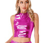 Onyx Black / M / Dark Carnation Pink Women's Shiny Rave Outfit - skyjackerz