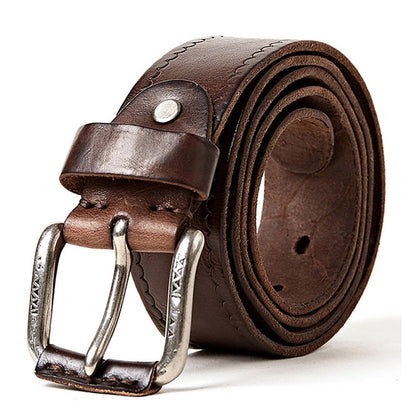 Coffee / 100 Men's Stylish Pin Buckle Leather Belt - skyjackerz
