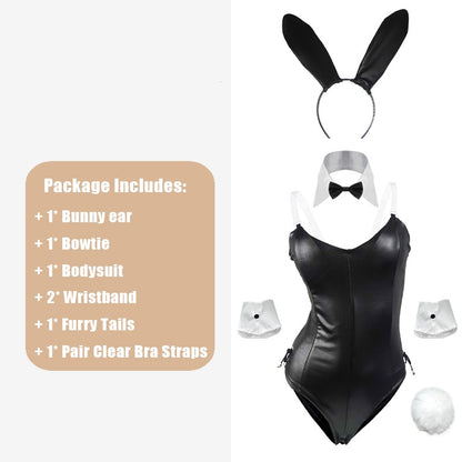 Black / Without Pantyhose / M Cute Bunny Leather Set for Women - skyjackerz