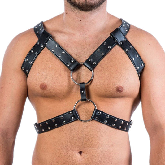 Men's Studded Leather Harness - skyjackerz