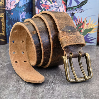 Black-B / 95 cm Retro Style Genuine Leather Belt for Men - skyjackerz
