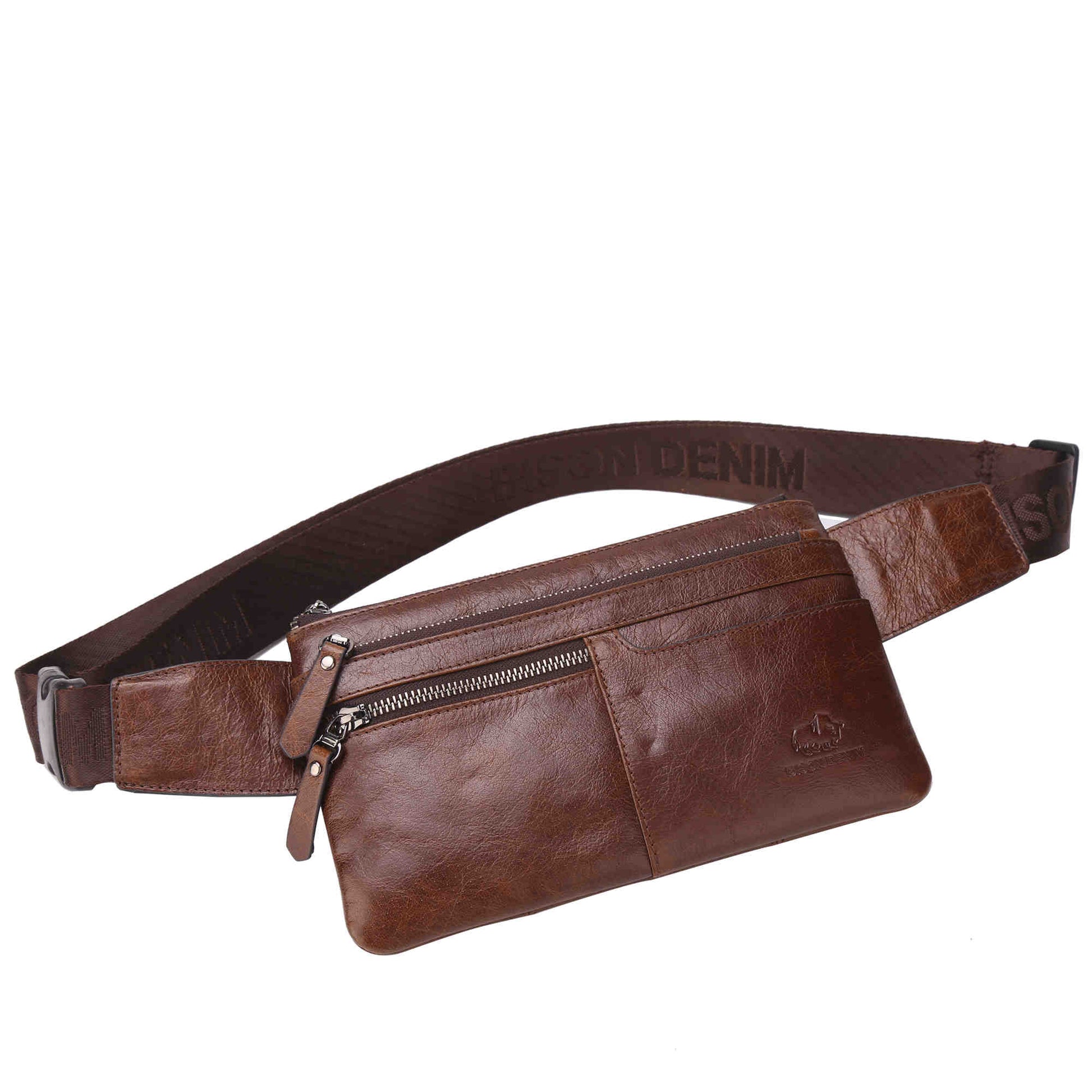 Brown Men's Leather Lightweight Shoulder Bag - skyjackerz