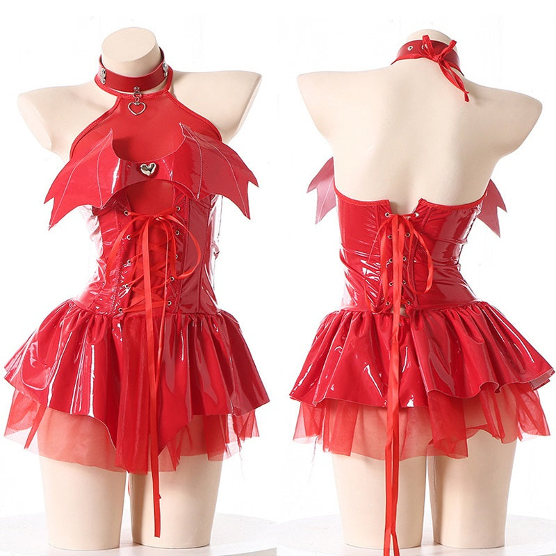 Red Women Carnival Night Vampire Demon Dress - skyjackerz