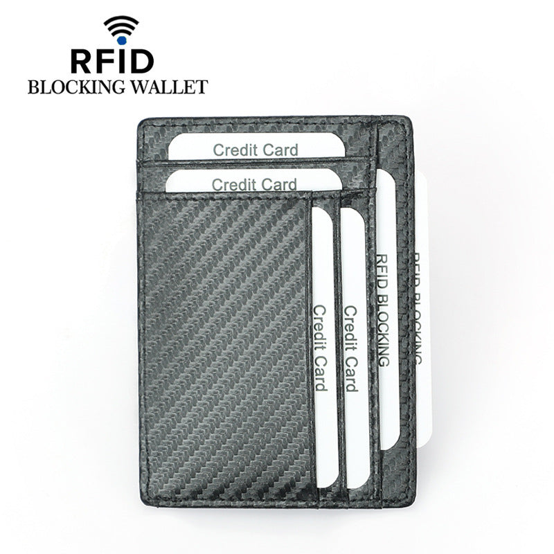 Black Carbon Fiber Men's Mini RFID Blocking Retro Wallet - skyjackerz