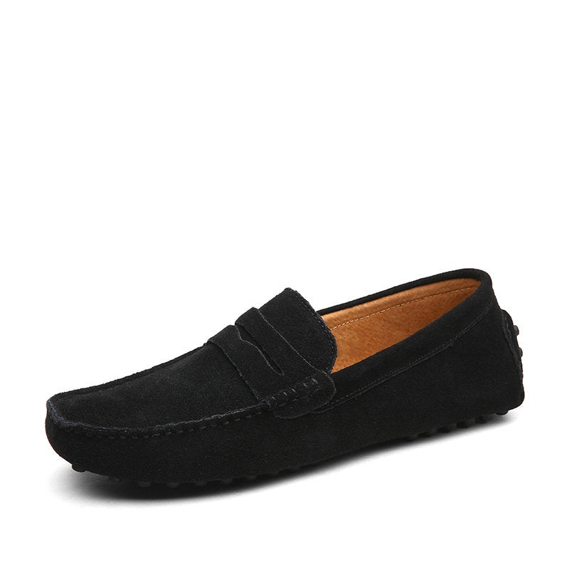 Black / 6.5 Men's Moccasins Lightweight Leather Loafers - skyjackerz