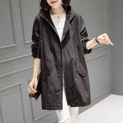 Black / M Women's Urban Mid-Length Windbreaker - skyjackerz