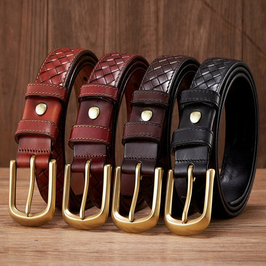 Cowboy Braided Woven Leather Belt For Men - skyjackerz