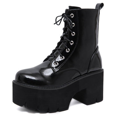Women's Black Leather Ankle Boots - skyjackerz