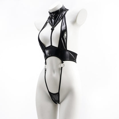 Women's Leather One-Piece Bodysuit - skyjackerz