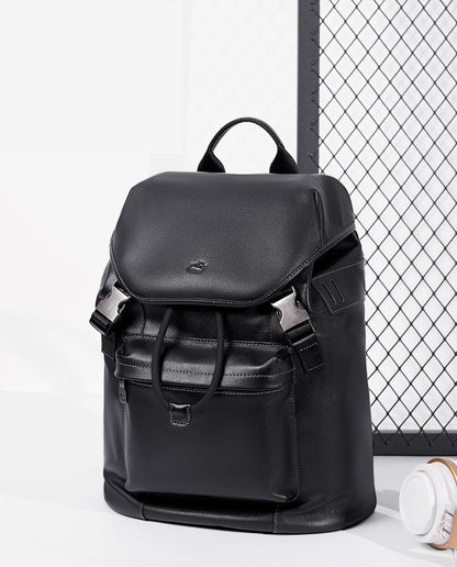 Black Men's Leather Large Water-Resistant Bag - skyjackerz