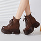 Brown / 4 Women's Real Cow Leather Retro Boots - skyjackerz
