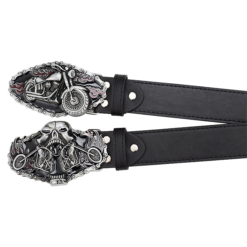 Men's Heavy Ghost Rider Leather Belt - skyjackerz