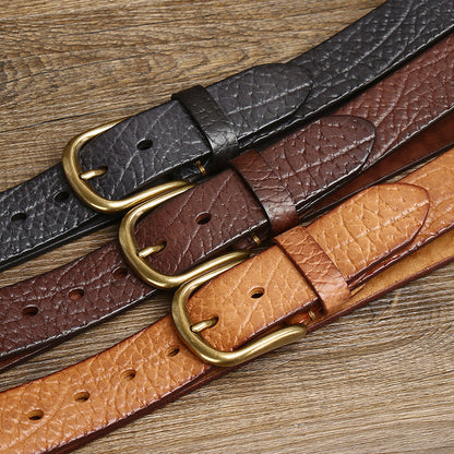 Black / 100 cm Men's Embossed Retro Leather Belt for Jeans - skyjackerz