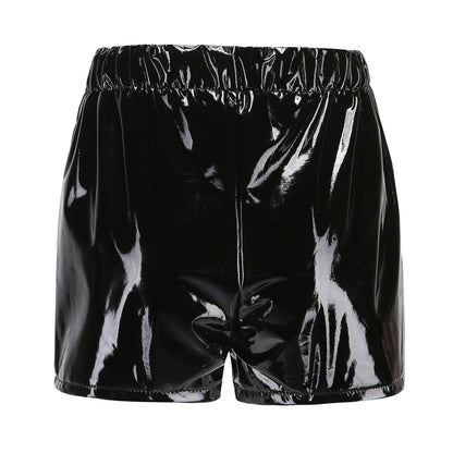 Black / S Women Faux Leather Lace-Up Shorts - skyjackerz