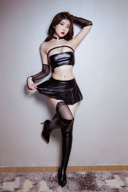 Women's Leather Sweet Outfit Set - skyjackerz