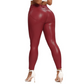 Claret / S Women's Shiny Leather Pants - skyjackerz