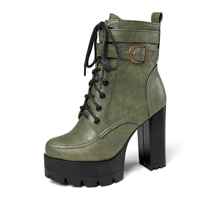 Women's Lace-Up Motorcycle Booties - skyjackerz